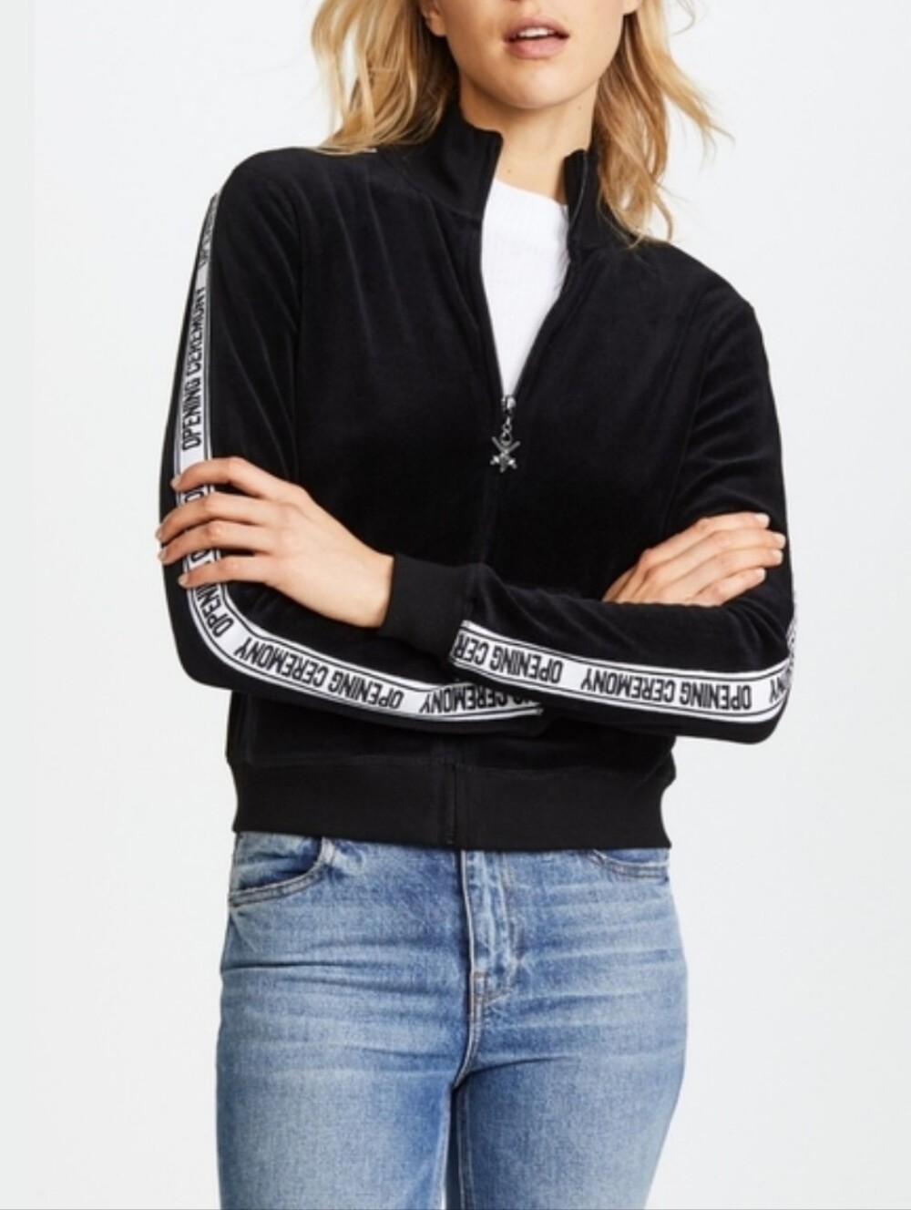 Opening Ceremony Black Velour Track Jacket Size S